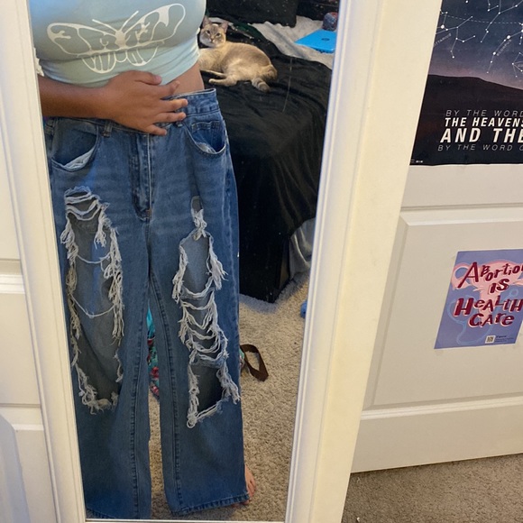 Shredded blue jeans - Picture 2 of 4